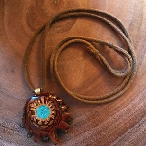 Third Eye Pinecone Pendant with Crushed Turquoise